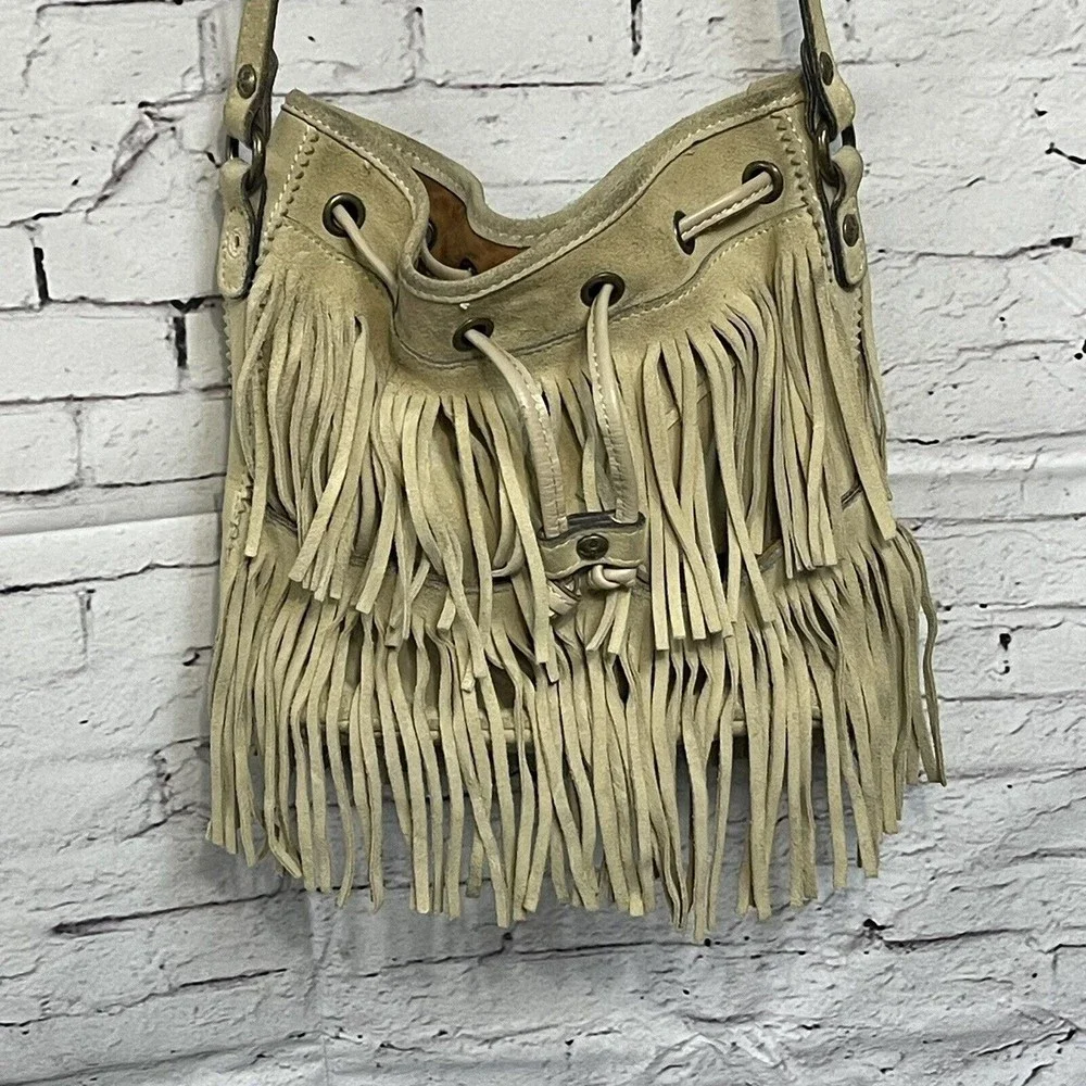 Patricia Nash Crossbody Purse Tan Suede Leather Fringe Bag - Picture 9 of 16